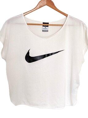 Nike Women's White Mesh Crop Top L